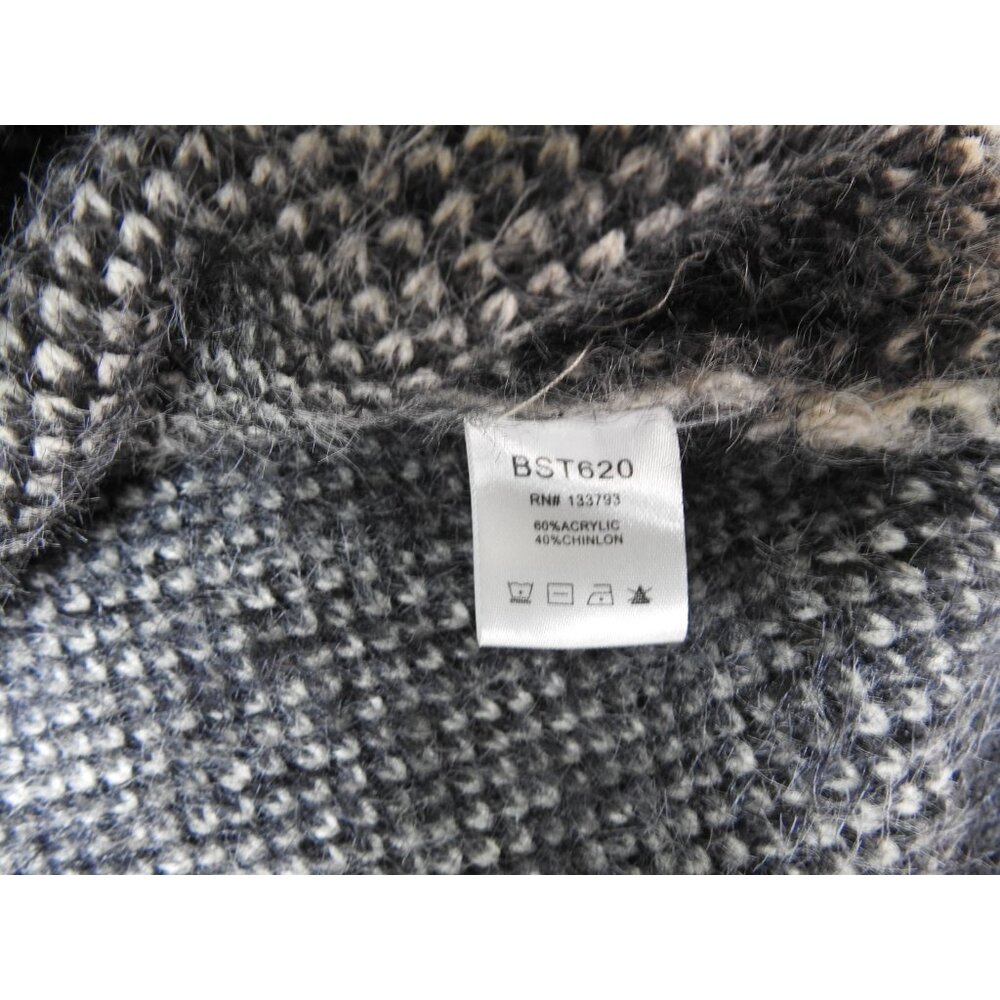 Pol Oversized Fuzzy Hooded Half Zip Sweater Black Cream Abstract Size Small - Picture 5 of 9